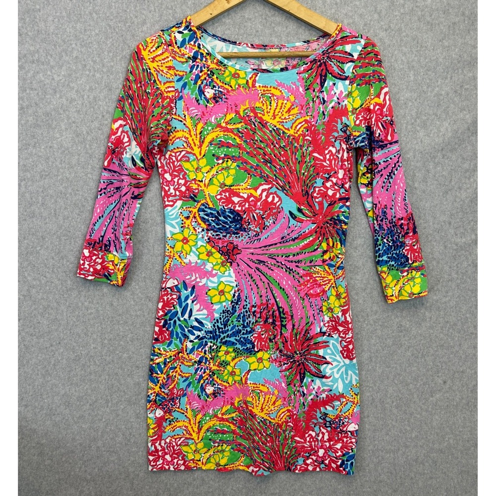 Lilly Pulitzer XS Marlow T-Shirt Dress Fishin For Compliments Resort Pima Cotton